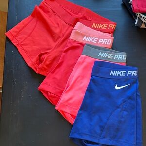 Nike Women's Pro Shorts - Red, Pink, Blue